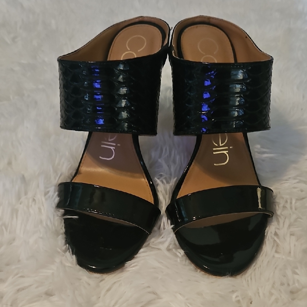 Calvin Klein Black Patent Mules